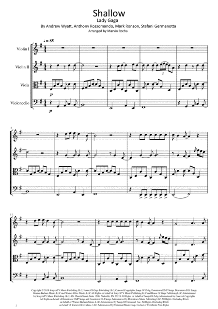 Shallow For Strings I Violin Ii Violin Viola And Cello Page 2