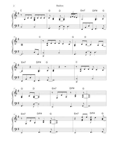 Shallow Lady Gaga Bradley Cooper Pedal Or Lever Harp Arrangement Page 2