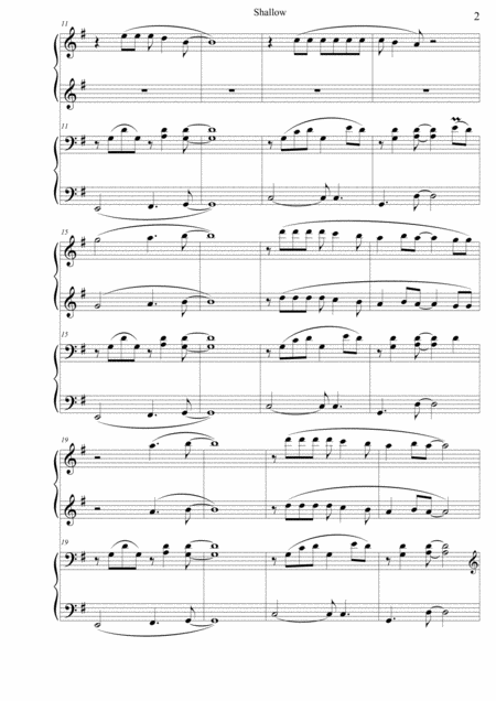 Shallow Movie A Star Is Born Piano Duet Page 2