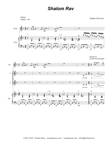 Shalom Rav Duet For Soprano And Alto Solo Page 2