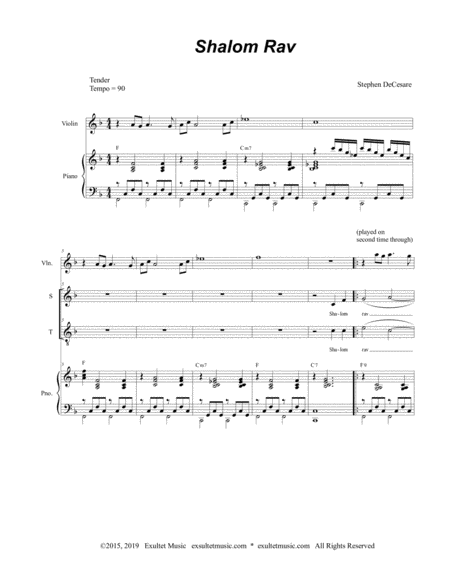 Shalom Rav For 2 Part Choir Soprano And Tenor Page 2