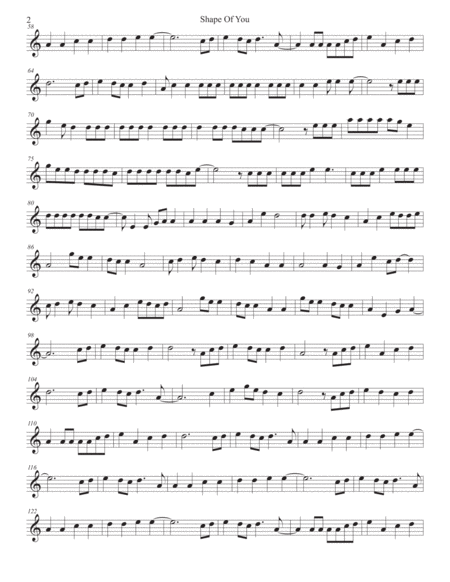 Shape Of You Easy Key Of C Flute Page 2