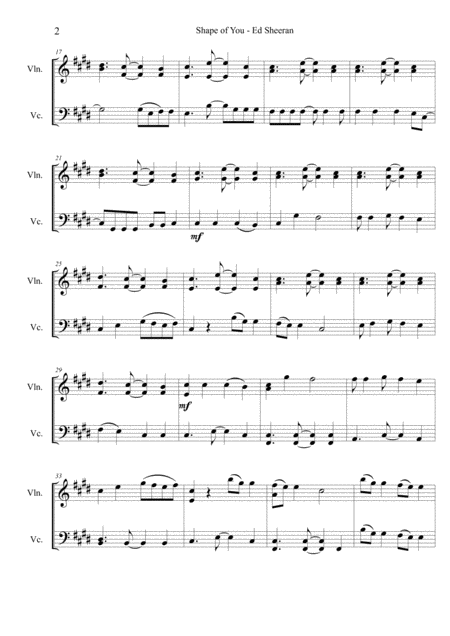 Shape Of You Ed Sheeran Arranged For String Duet Page 2