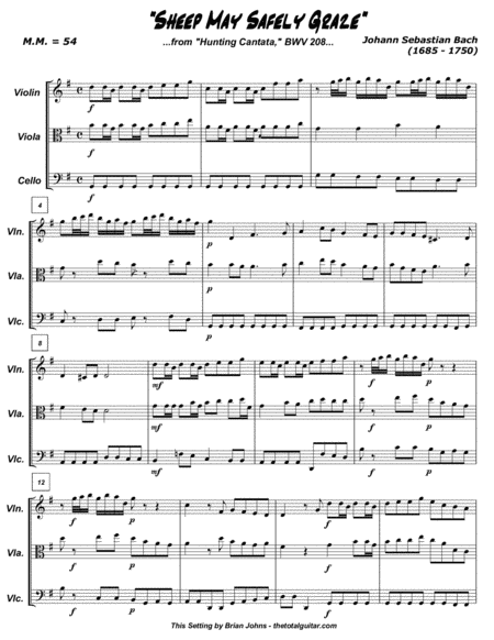 Sheep May Safely Graze Composed By Js Bach Arranged For String Trio Page 2