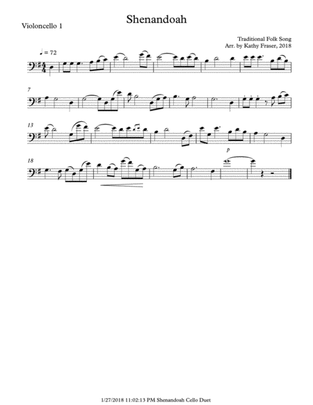 Shenandoah For Cello Duet Page 2