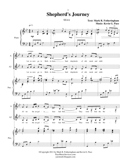 Shepherds Journey Ssaa Christmas Womens Choir With Piano Accompaniment Page 2