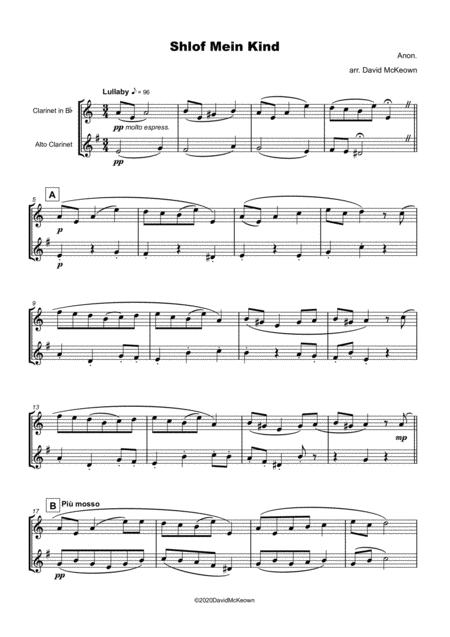 Shlof Mein Kind Jewish Lullaby For Clarinet And Alto Clarinet Duet Page 2