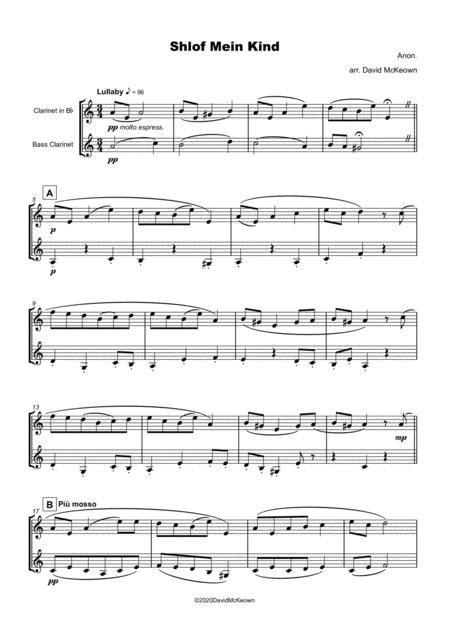 Shlof Mein Kind Jewish Lullaby For Clarinet And Bass Clarinet Duet Page 2