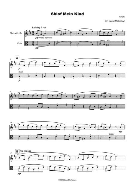 Shlof Mein Kind Jewish Lullaby For Clarinet And Viola Duet Page 2