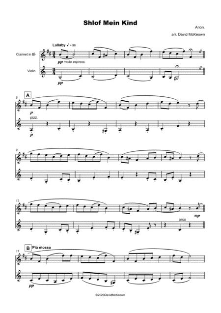 Shlof Mein Kind Jewish Lullaby For Clarinet And Violin Duet Page 2