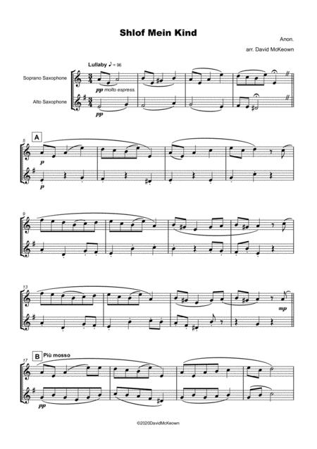 Shlof Mein Kind Jewish Lullaby For Soprano And Alto Saxophone Duet Page 2