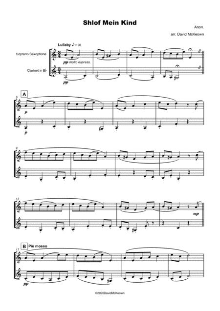 Shlof Mein Kind Jewish Lullaby For Soprano Saxophone And Clarinet Duet Page 2