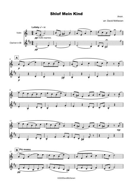 Shlof Mein Kind Jewish Lullaby For Violin And Clarinet Duet Page 2