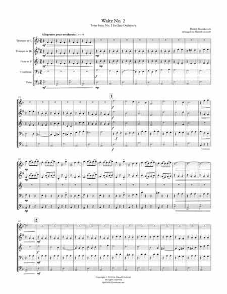 Shostakovich Waltz No 2 From Suite For Jazz Orchestra For Brass Quintet Page 2