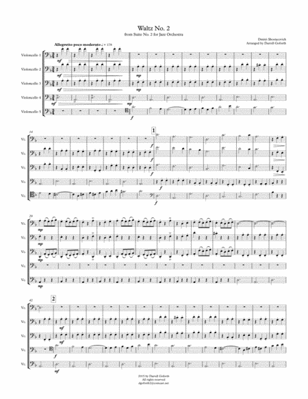 Shostakovitch Waltz No 2 From Jazz Suite For Cello Quintet Page 2