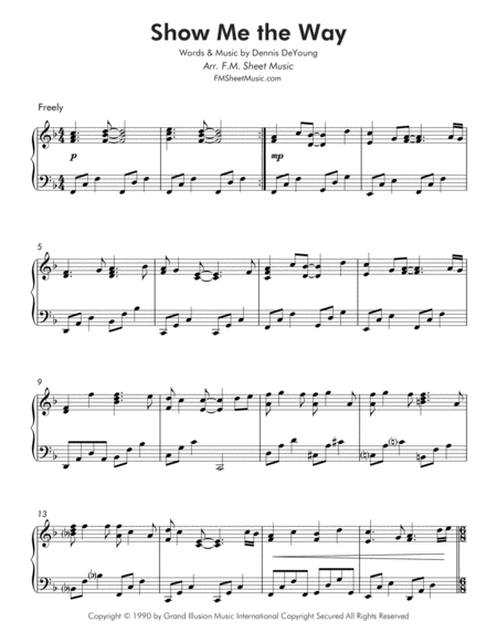 Show Me The Way Intermediate Piano Page 2