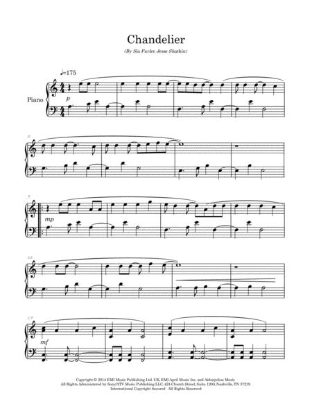 Sia Chandelier Arranged For Intermediate Piano Page 2