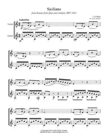 Siciliano Bwv 1031 A Minor For Violin And Guitar Page 2