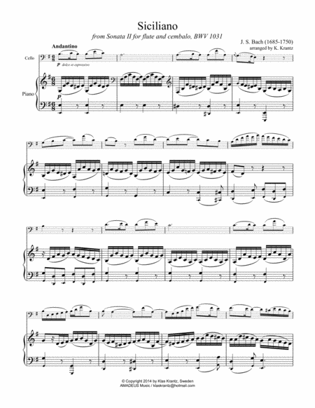 Siciliano Bwv 1031 E Minor For Cello And Piano Page 2