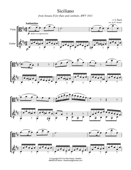 Siciliano Bwv 1031 For Viola And Guitar B Minor Page 2