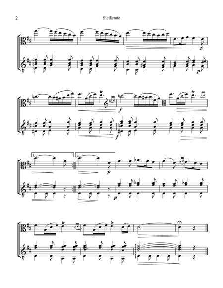 Sicilienne For Viola And Guitar Page 2