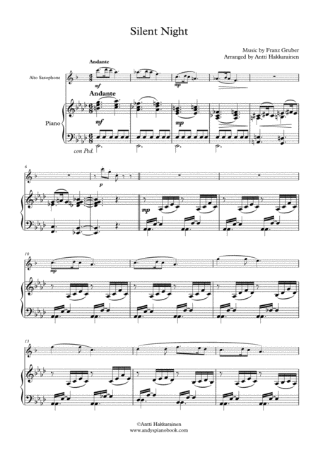 Silent Night Alto Saxophone Piano Page 2