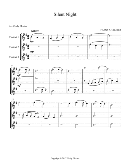 Silent Night Arranged For Bb Clarinet Trio Page 2