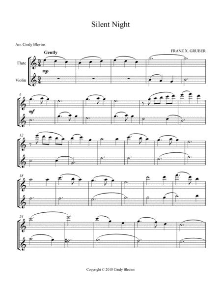 Silent Night Arranged For Flute And Violin Page 2