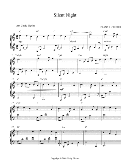 Silent Night Arranged For Lap Harp From My Book Feast Of Favorites Vol 1 Page 2