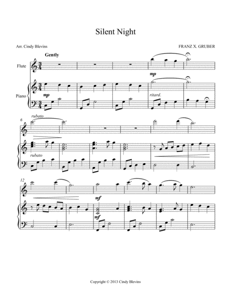 Silent Night Arranged For Piano And Flute Page 2