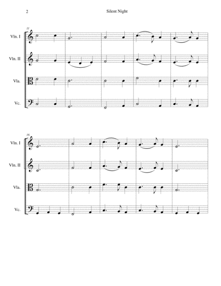 Silent Night Beautiful Arrangement For String Quartet Page 2