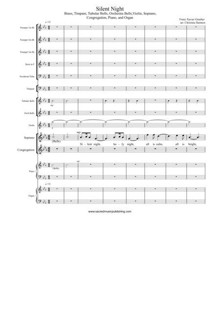 Silent Night Brass Quintet Handbells Violin Soprano Congregation Piano And Organ Page 2