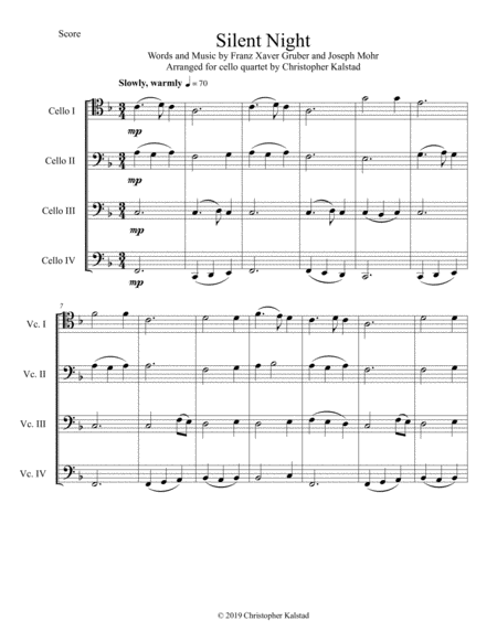 Silent Night Cello Quartet Page 2