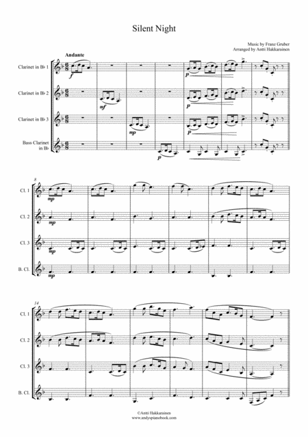 Silent Night Clarinet Quartet Easy Page 2