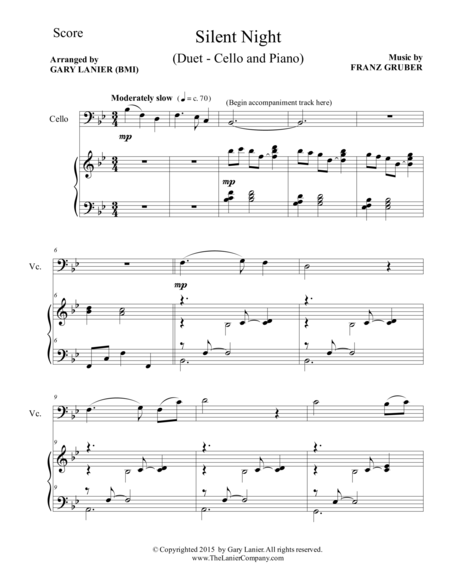 Silent Night Duet Cello And Piano Score And Parts Page 2