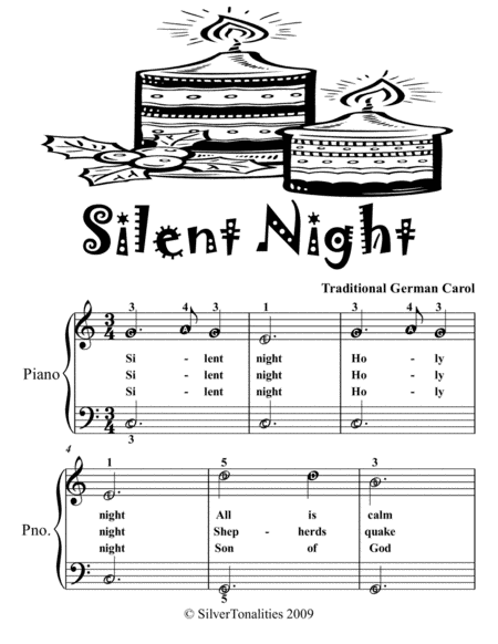 Silent Night Easiest Piano Sheet Music Tadpole Edition Page 2