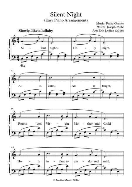 Silent Night Easy Piano Arrangement Page 2