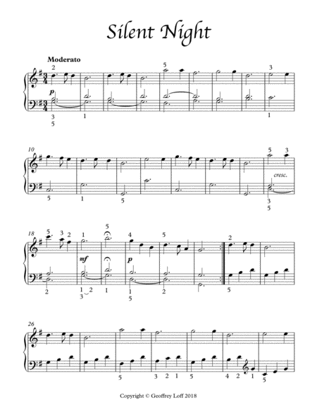 Silent Night For Beginner Piano Page 2