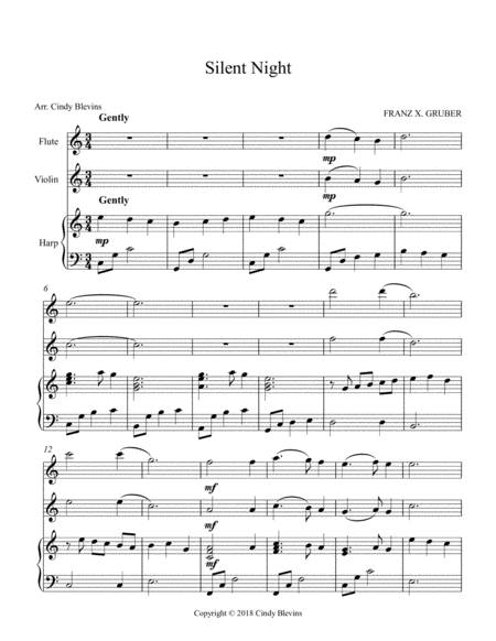 Silent Night For Harp Flute And Violin Page 2