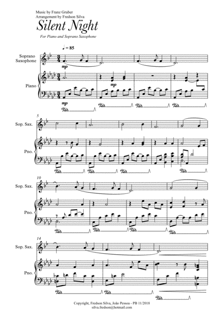 Silent Night For Piano And Soprano Saxophone Page 2