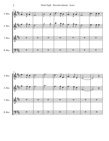 Silent Night For Recorder Quartet Page 2