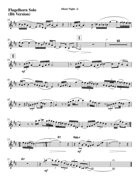 Silent Night For Solo Flugelhorn Trumpet And Piano Rhythm Section Page 2