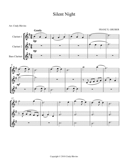 Silent Night For Two Clarinets And Bass Clarinet Page 2