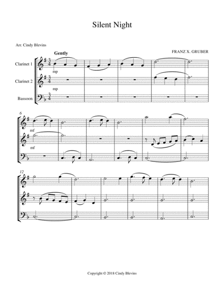 Silent Night For Two Clarinets And Bassoon Page 2