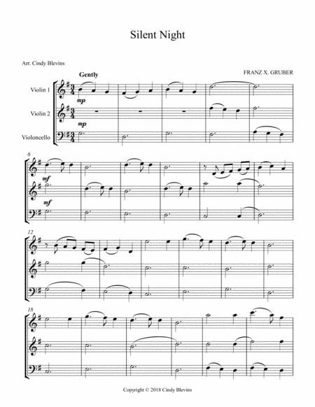 Silent Night For Two Violins And Cello Page 2