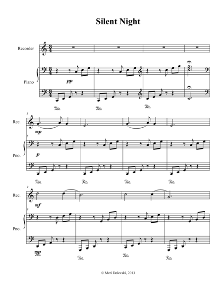 Silent Night Recorder Piano Page 2