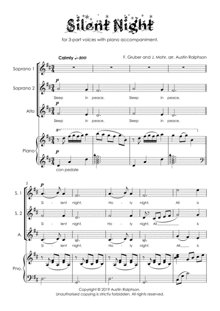 Silent Night Ssa With Piano Accompaniment Page 2