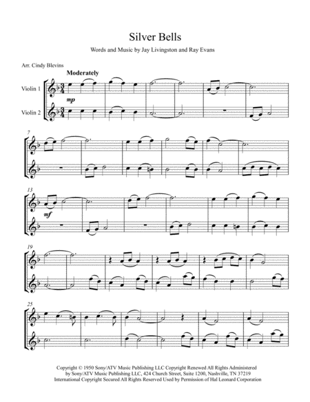 Silver Bells Arranged For Violin Duet Page 2