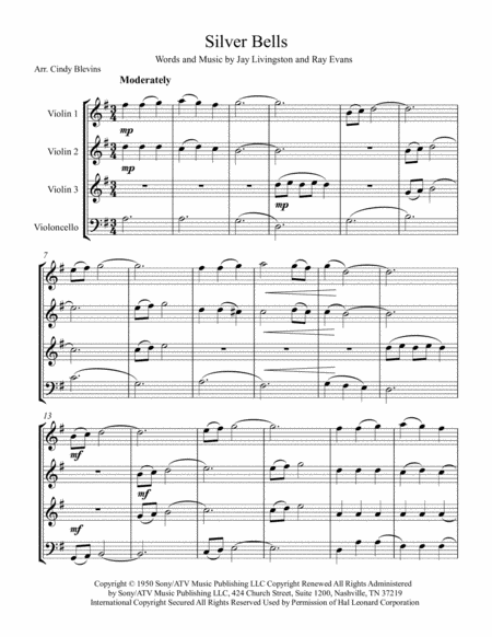 Silver Bells For Three Violins And Cello Page 2