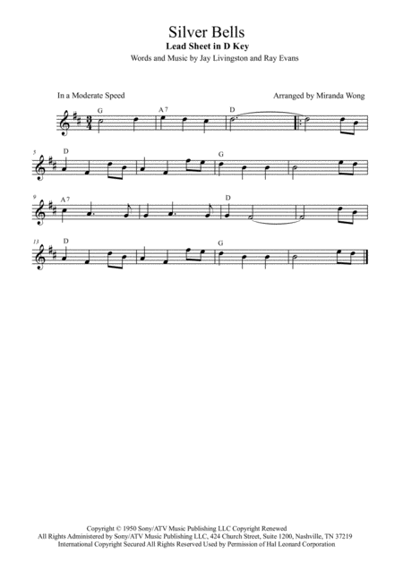 Silver Bells Lead Sheet In 3 Keys With Chords Page 2